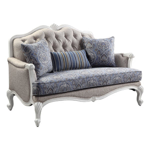 ACME - Ciddrenar - Loveseat - Fabric & White Finish - 5th Avenue Furniture