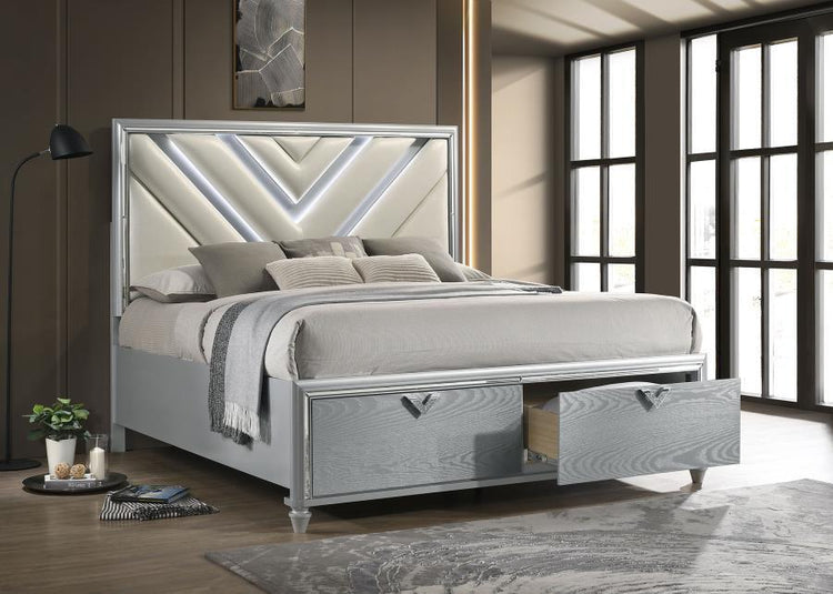 Coaster Fine Furniture - Veronica - Platform Storage Bed With Upholstered LED Headboard - 5th Avenue Furniture
