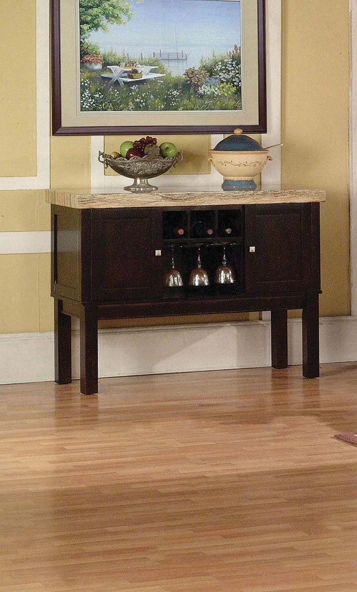 ACME - Fraser - Server - Faux Marble & Espresso - 5th Avenue Furniture