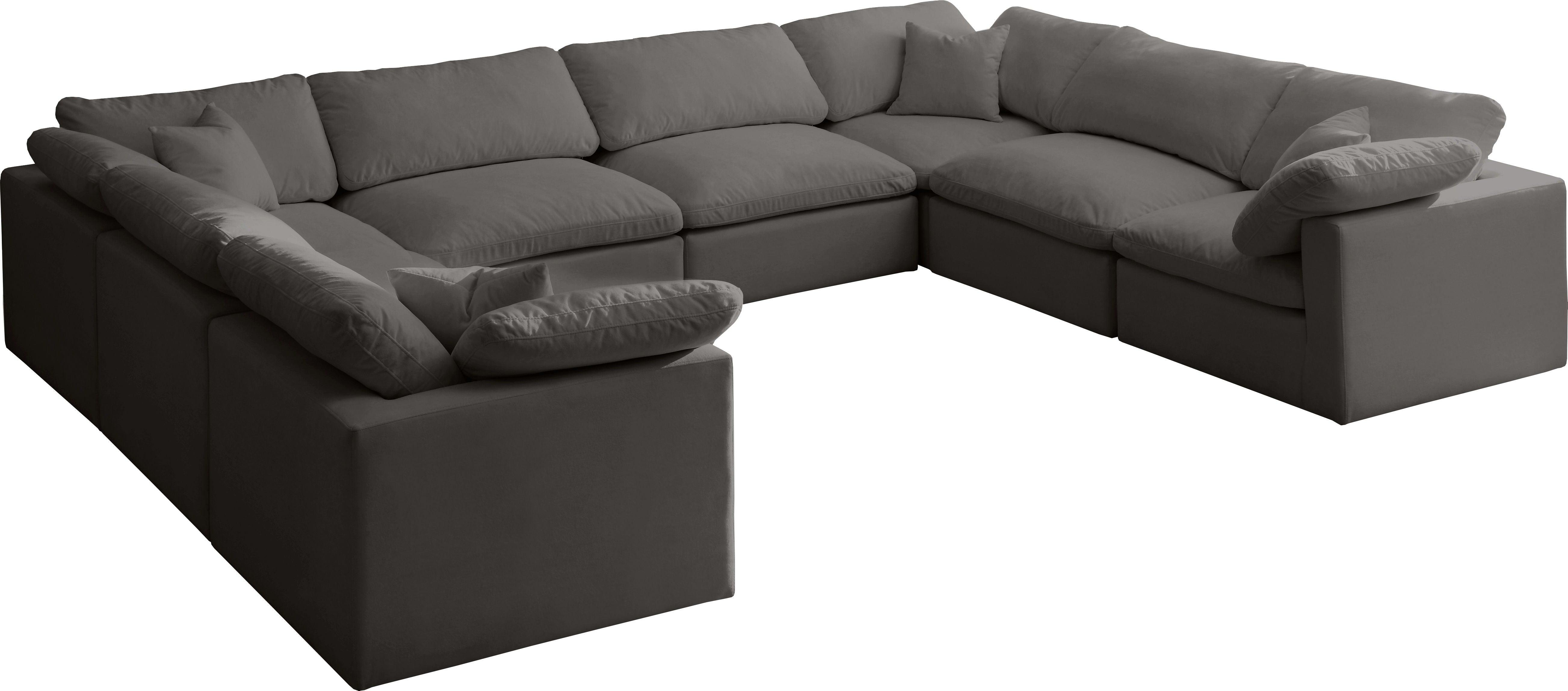 Meridian Furniture - Plush - Velvet Standart Comfort Modular Sectional - Grey - Fabric - 5th Avenue Furniture
