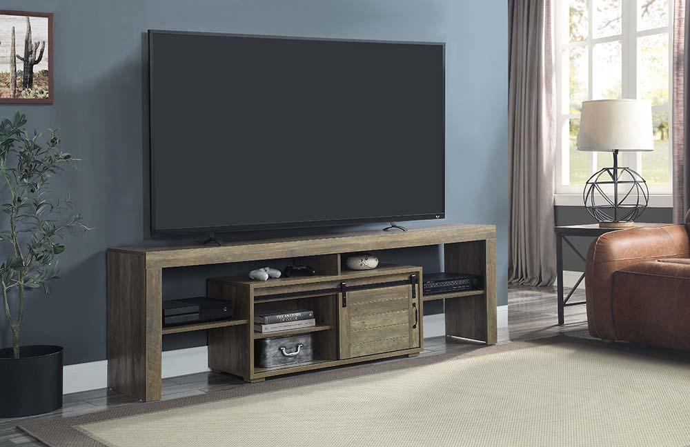 ACME - Wasim - TV Stand - Rustic Oak Finish - 5th Avenue Furniture