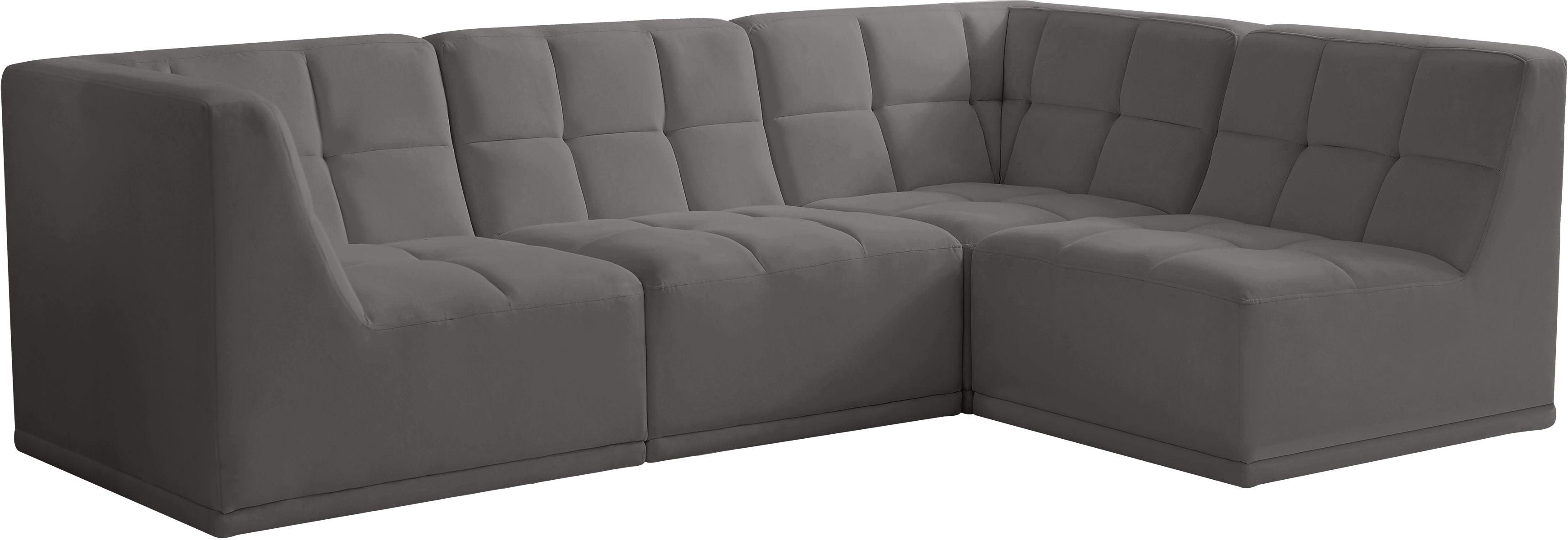 Meridian Furniture - Relax - Modular Sectional 4 Piece - Gray - 5th Avenue Furniture