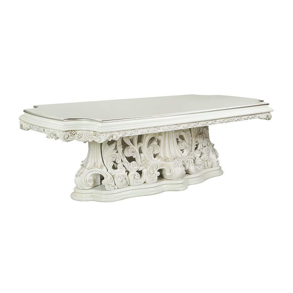 ACME - Adara - Dining Table - Antique White Finish - 5th Avenue Furniture