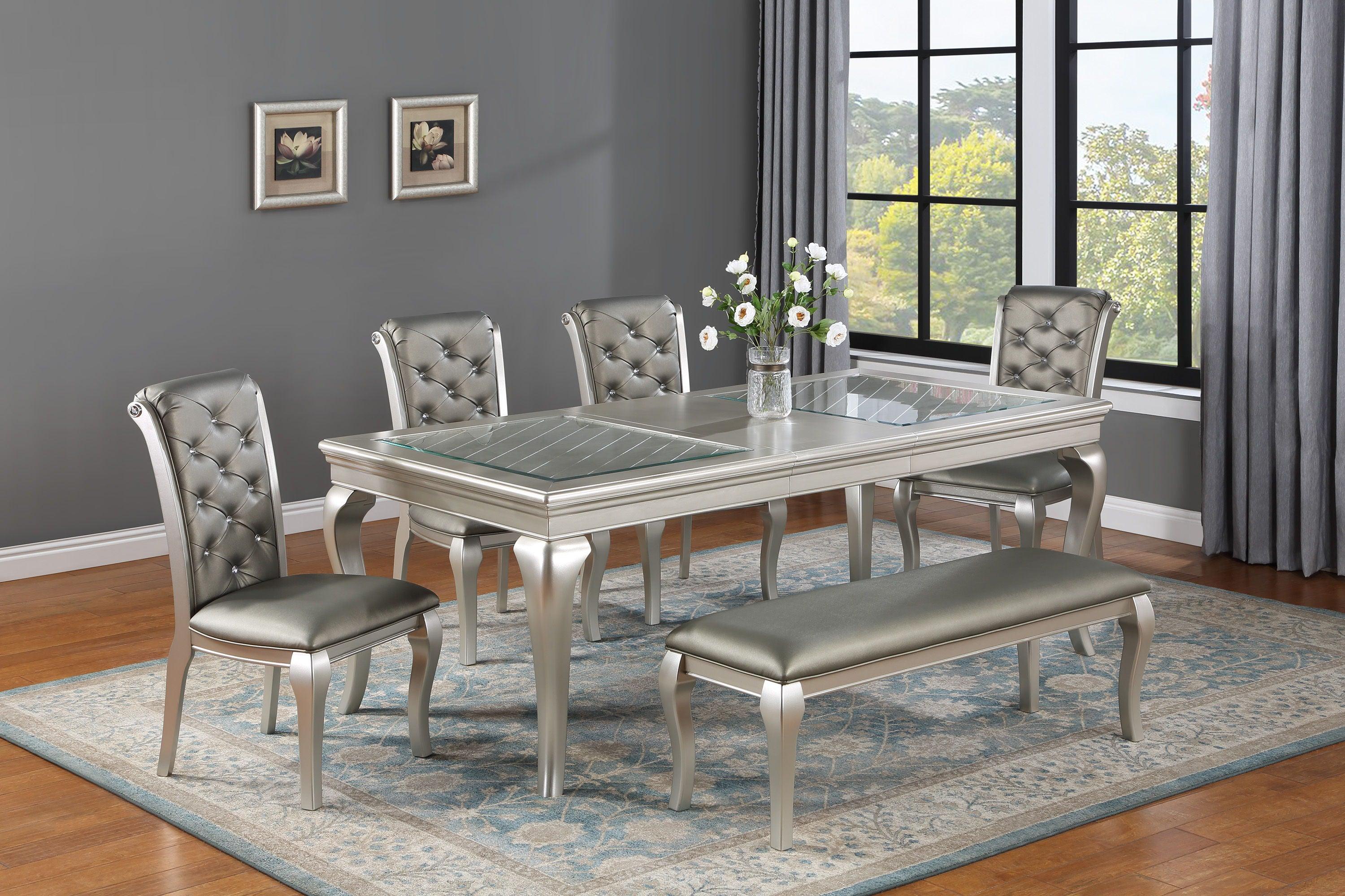 Crown Mark - Caldwell - Dining Table (18 Leaf) - Pearl Silver - 5th Avenue Furniture