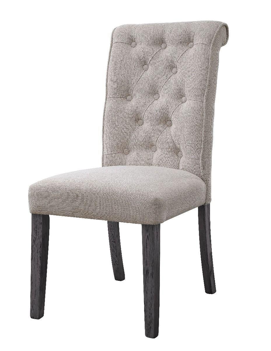 ACME - Yabeina - Side Chair (Set of 2) - Beige Linen & Gray Finish - 5th Avenue Furniture