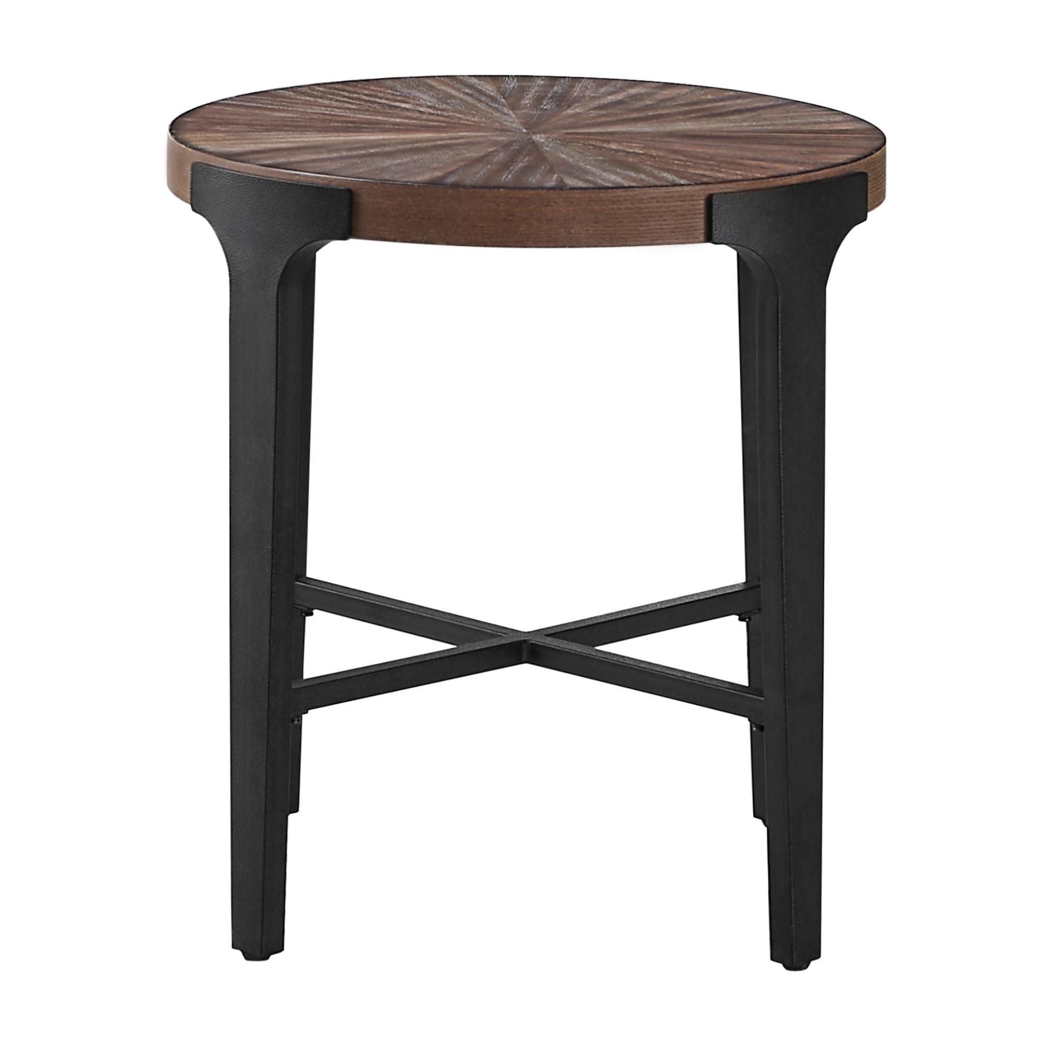 Steve Silver Furniture - Chevron - Round End Table - Brown - 5th Avenue Furniture