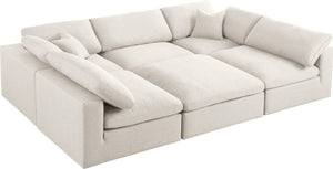 Meridian Furniture - Serene - Linen Textured Fabric Deluxe Comfort Modular Sectional 6 Piece - Cream - 5th Avenue Furniture