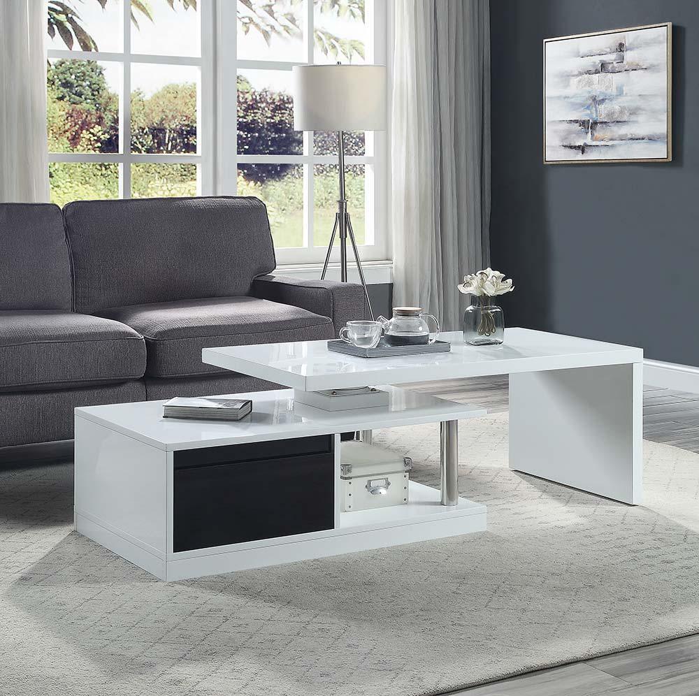 ACME - Buck II - Coffee Table - White & Black High Gloss Finish - 5th Avenue Furniture