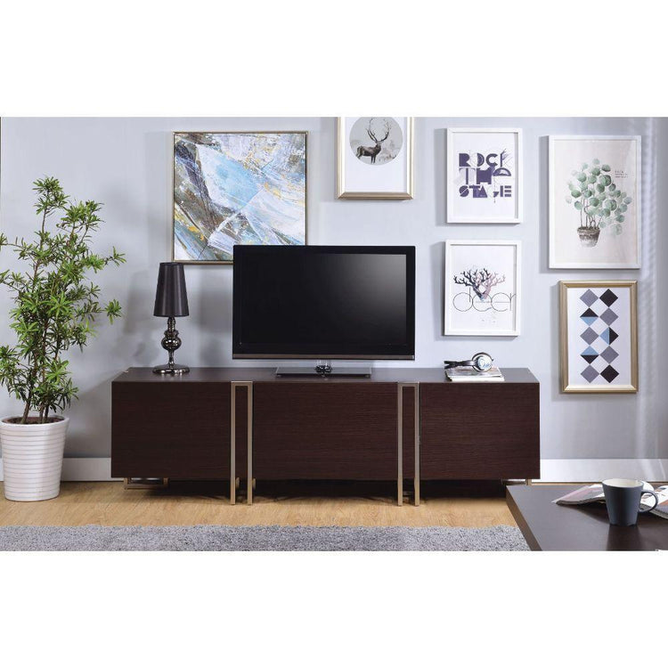 ACME - Cattoes - TV Stand - Dark Walnut & Nickel - 5th Avenue Furniture