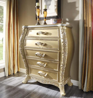 ACME - Cabriole - Chest - Gold Finish - 5th Avenue Furniture