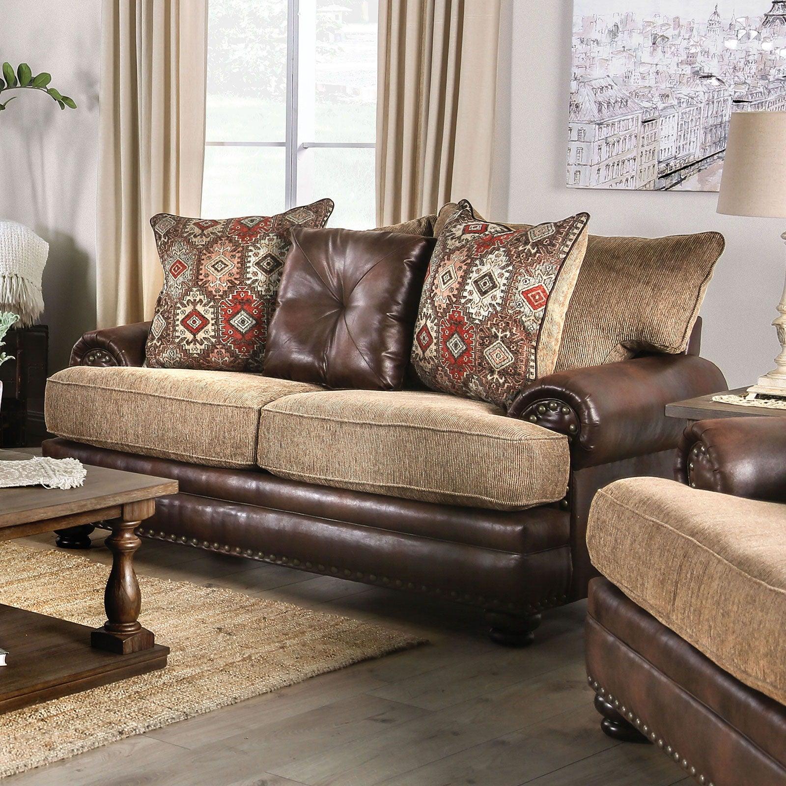 Furniture of America - Fletcher - Loveseat - Brown / Tan - 5th Avenue Furniture