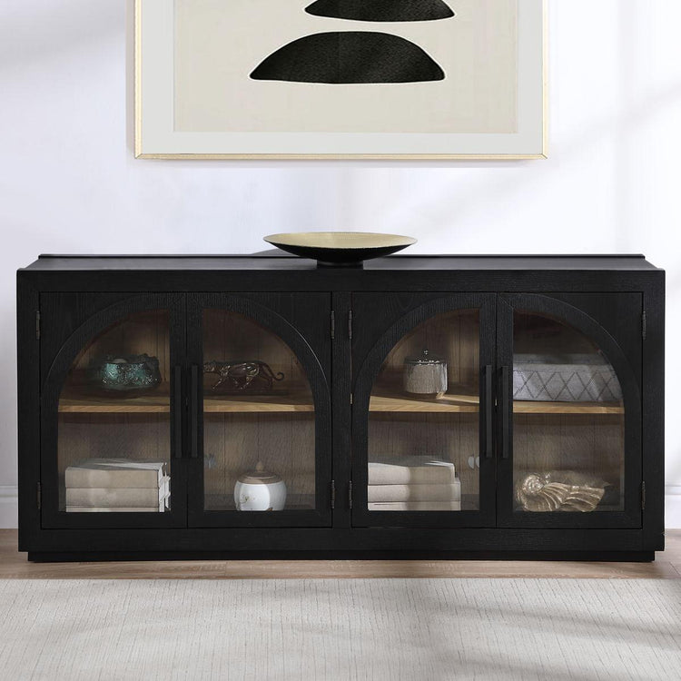 Steve Silver Furniture - Magnolia - Cathedral Doored Server - Black - 5th Avenue Furniture