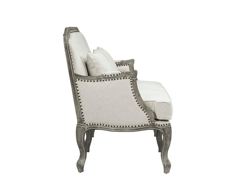 ACME - Tania - Sofa - Cream Linen & Brown Finish - 5th Avenue Furniture