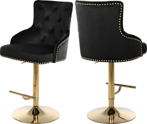 Meridian Furniture - Claude - Adjustable Stool with Gold Base - 5th Avenue Furniture