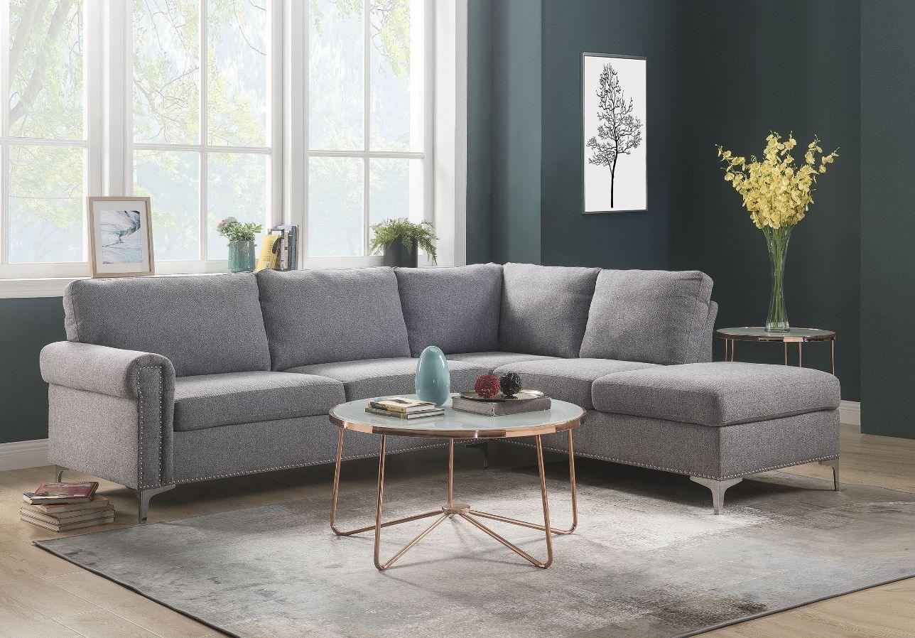 ACME - Melvyn - Sectional Sofa - Gray Fabric - 5th Avenue Furniture
