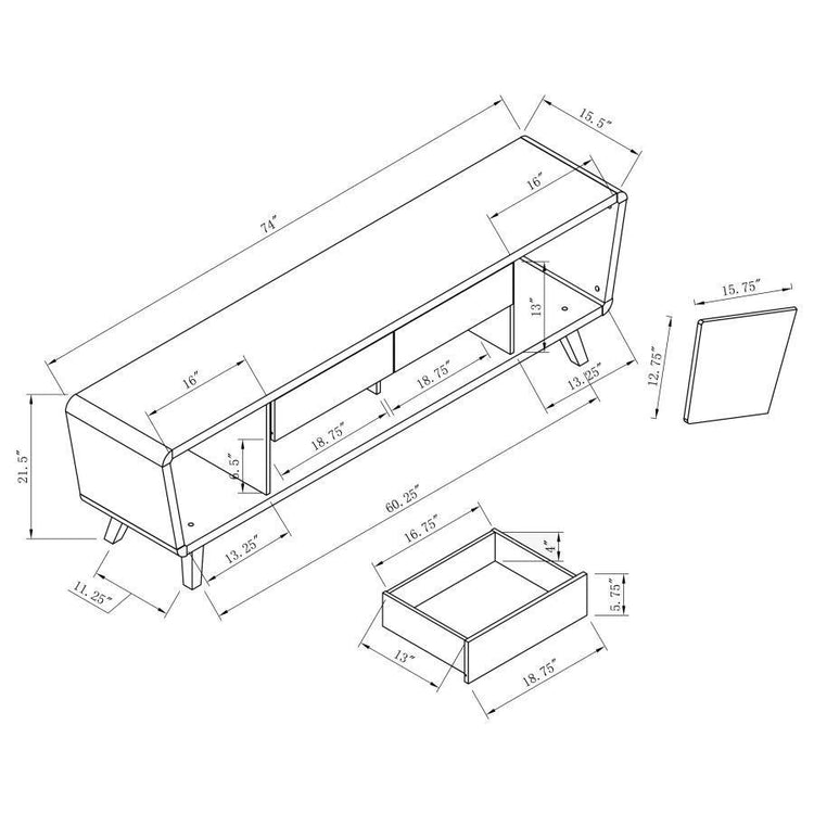 CoasterEssence - Alvin - 2-Drawer TV Console - Dark Walnut And Glossy White - 5th Avenue Furniture