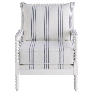 CoasterElevations - Blanchett - Upholstered Accent Chair With Spindle Accent - White And Navy - 5th Avenue Furniture