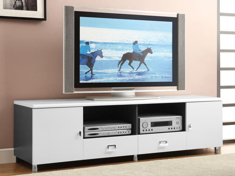 CoasterEssence - Burkett - 2-Drawer TV Console - White And Gray - 5th Avenue Furniture
