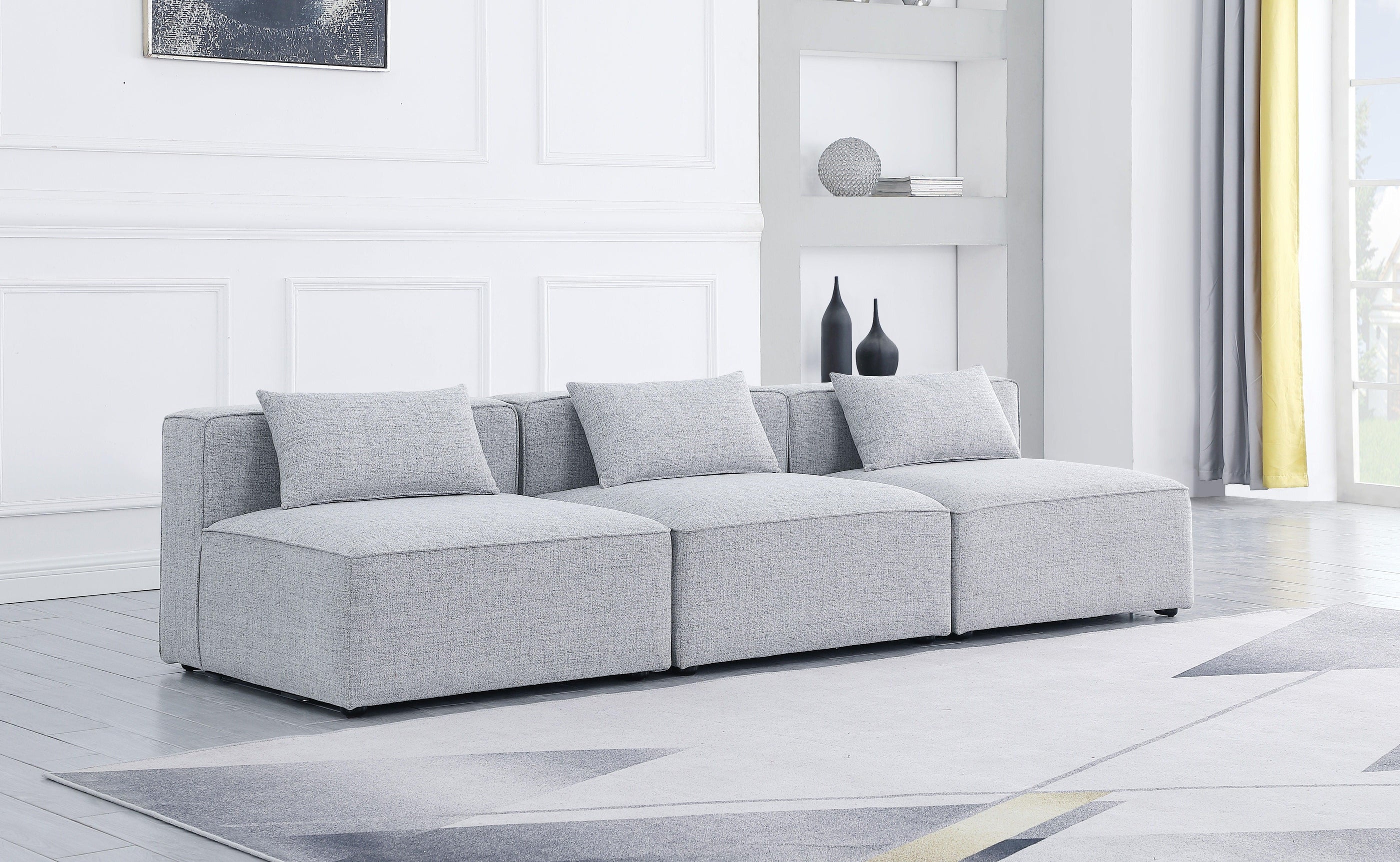 Meridian Furniture - Cube - Modular Sofa Armless 3 Seats - 5th Avenue Furniture