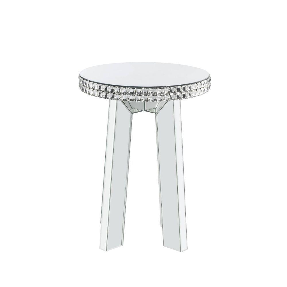 ACME - Lotus - End Table - Mirrored & Faux Crystals - 5th Avenue Furniture