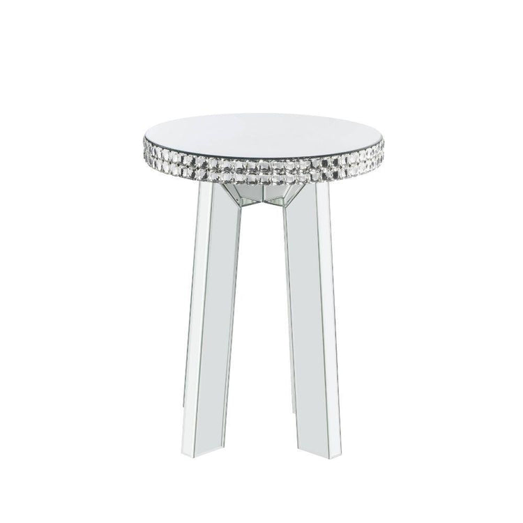 ACME - Lotus - End Table - Mirrored & Faux Crystals - 5th Avenue Furniture