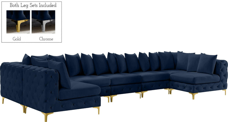 Meridian Furniture - Tremblay - Modular Sectional 7 Piece - Navy - 5th Avenue Furniture