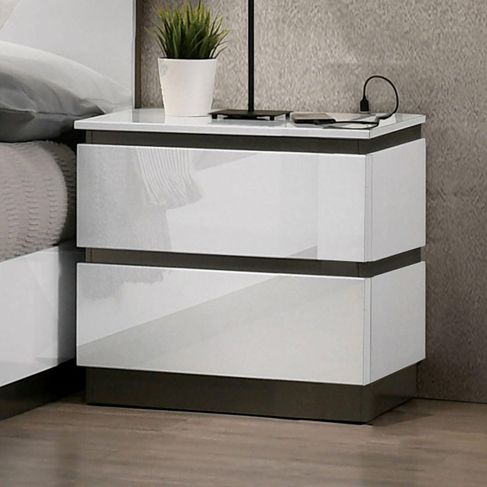 Furniture of America - Birsfelden - Nightstand With USB - White - 5th Avenue Furniture
