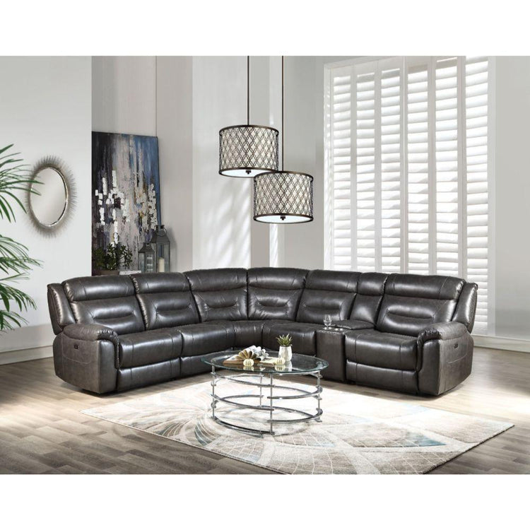 ACME - Imogen - Sectional Sofa - Gray Leather-Aire - 5th Avenue Furniture