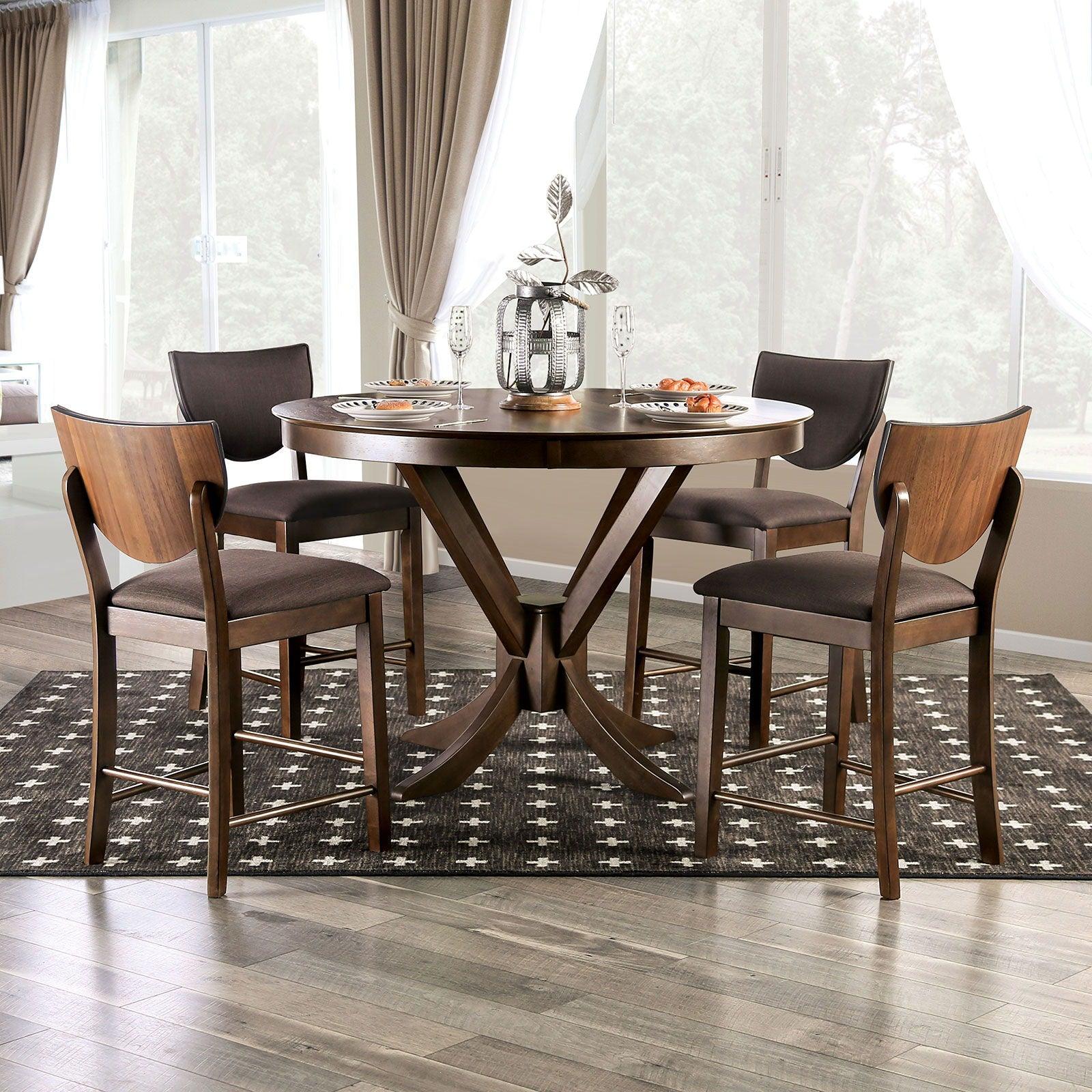 Furniture of America - Marina - Counter Height Round Dining Table - Walnut - 5th Avenue Furniture