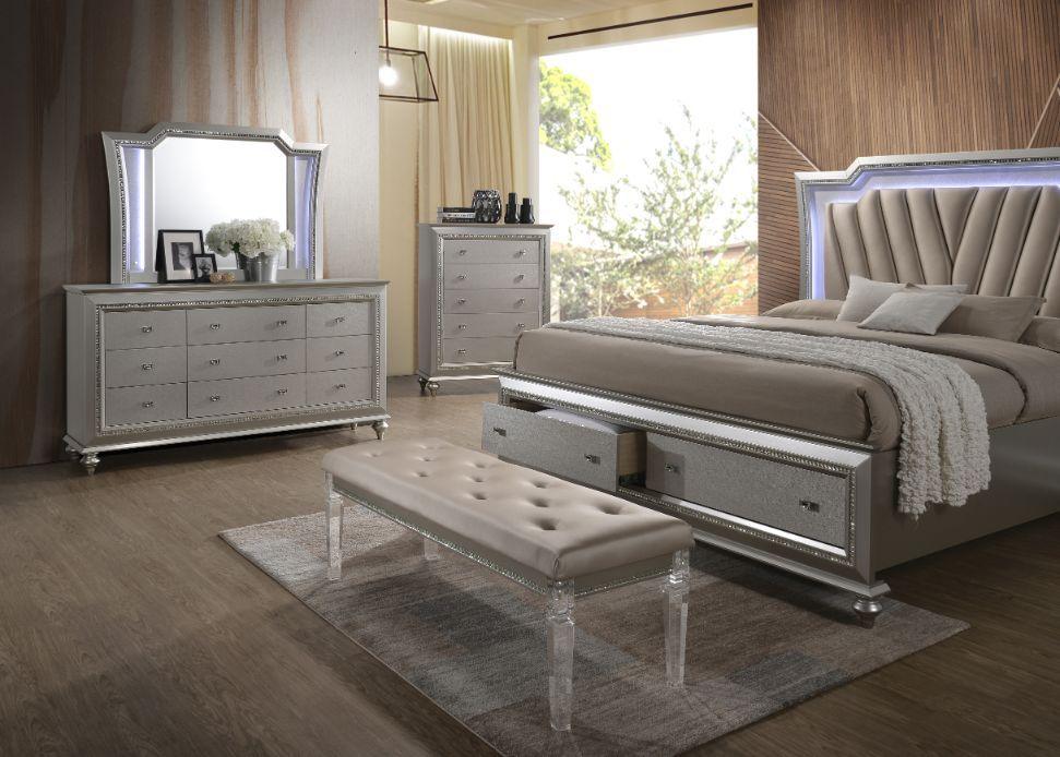 ACME - Kaitlyn - Bench - PU & Clear Acrylic - 5th Avenue Furniture