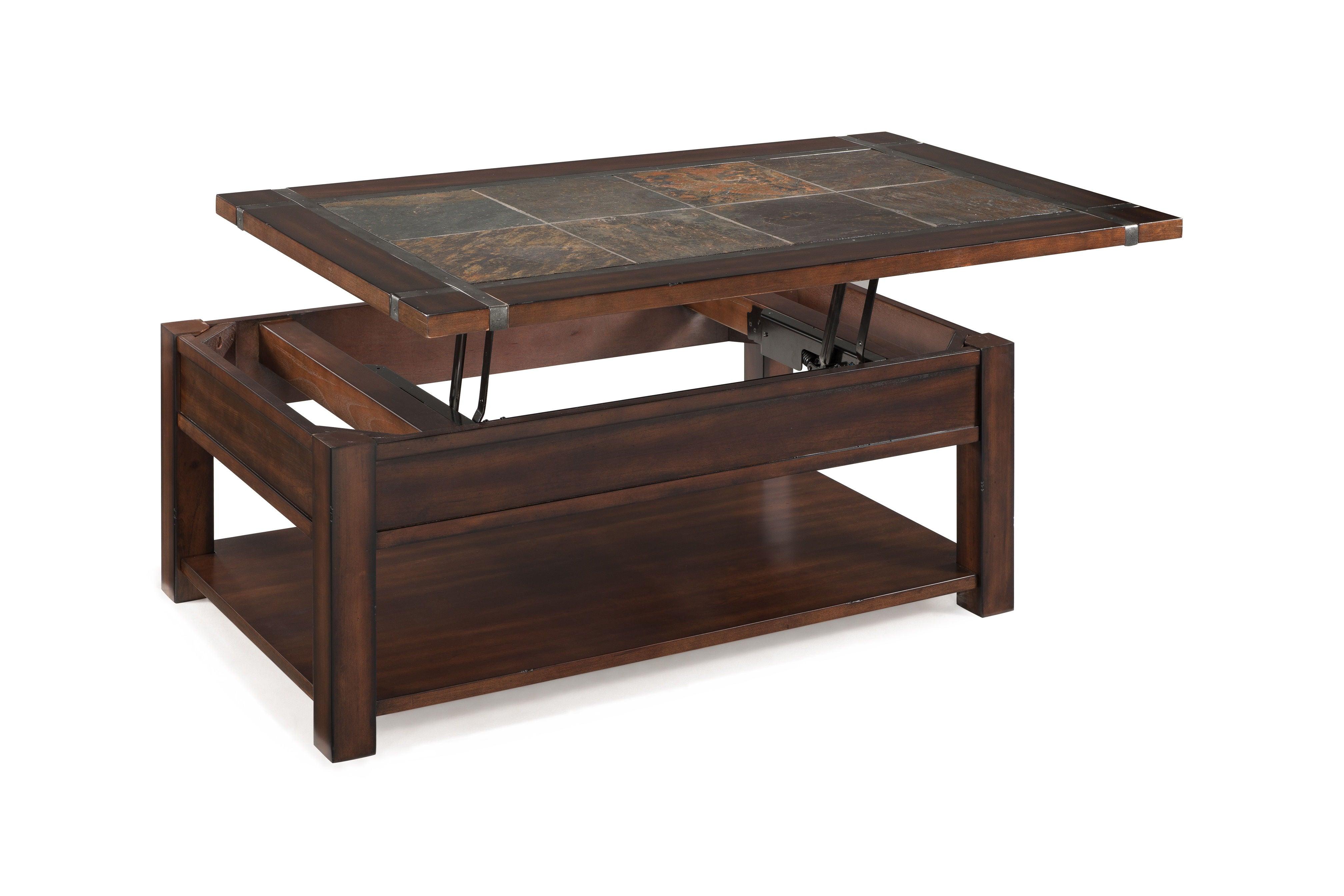 Magnussen Furniture - Roanoke - Rectangular Lift Top Cocktail Table (With Casters) - Cherry And Slate - 5th Avenue Furniture