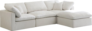Meridian Furniture - Plush - Velvet Standart Comfort Modular Sectional 4 Piece - Cream - Fabric - 5th Avenue Furniture
