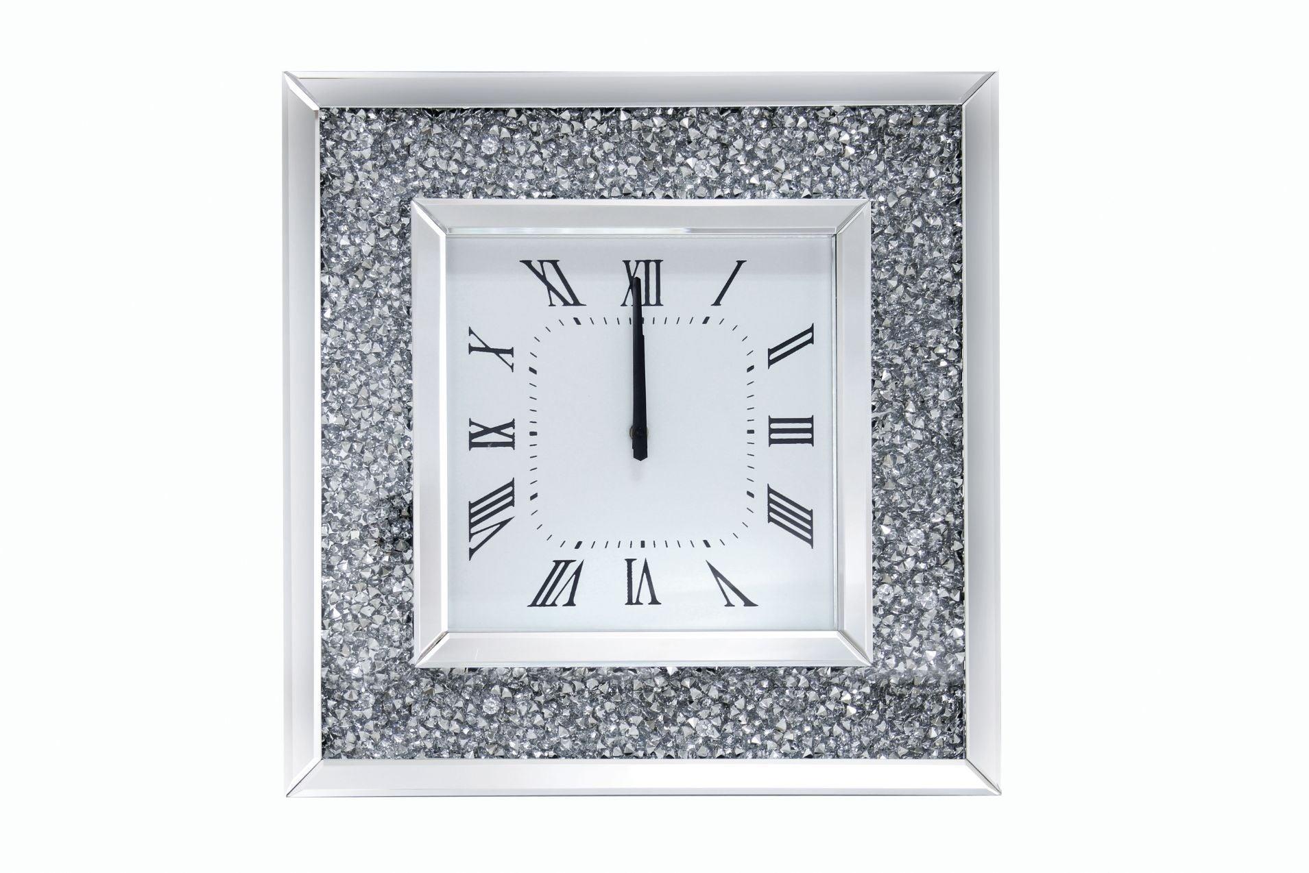 ACME - Noralie - Wall Clock - Mirrored & Faux Diamonds - 20" - 5th Avenue Furniture
