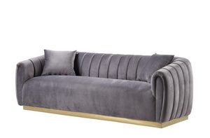 ACME - Elchanon - Sofa - Gray Velvet & Gold Finish - 5th Avenue Furniture