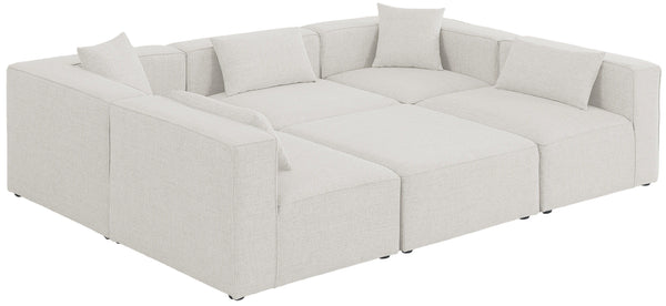 Meridian Furniture - Cube - Modular Sectional 6 Piece - Cream - Modern & Contemporary - 5th Avenue Furniture