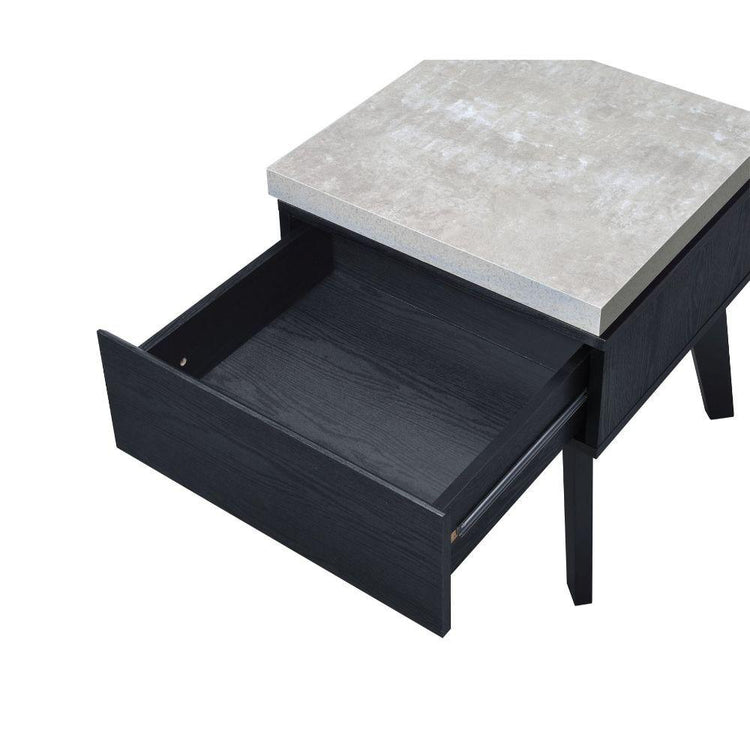 ACME - Magna - End Table - Faux Concrete & Black - 5th Avenue Furniture