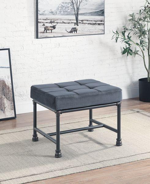 ACME - Brantley - Ottoman - Gray Velvet & Sandy Gray Finish - 5th Avenue Furniture