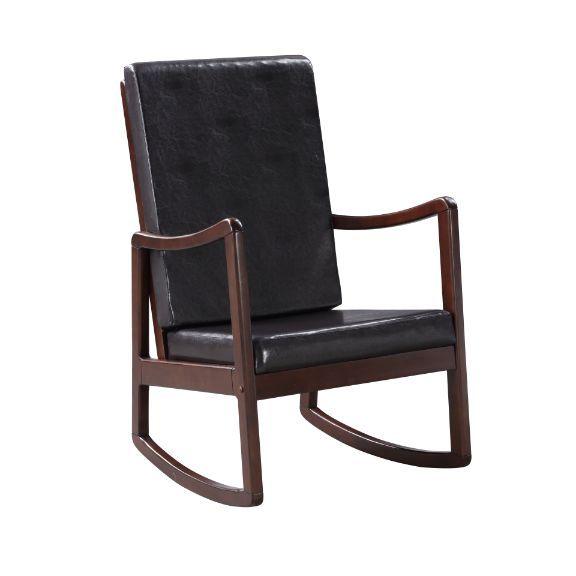 ACME - Raina - Rocking Chair - Dark Brown PU & Espresso Finish - 5th Avenue Furniture