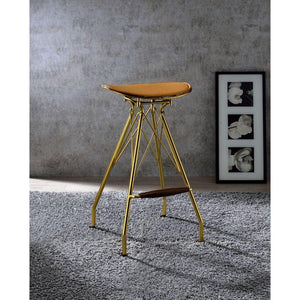 ACME - Dragea - Bar Stool (Set of 2) - Whiskey PU & Gold - 5th Avenue Furniture