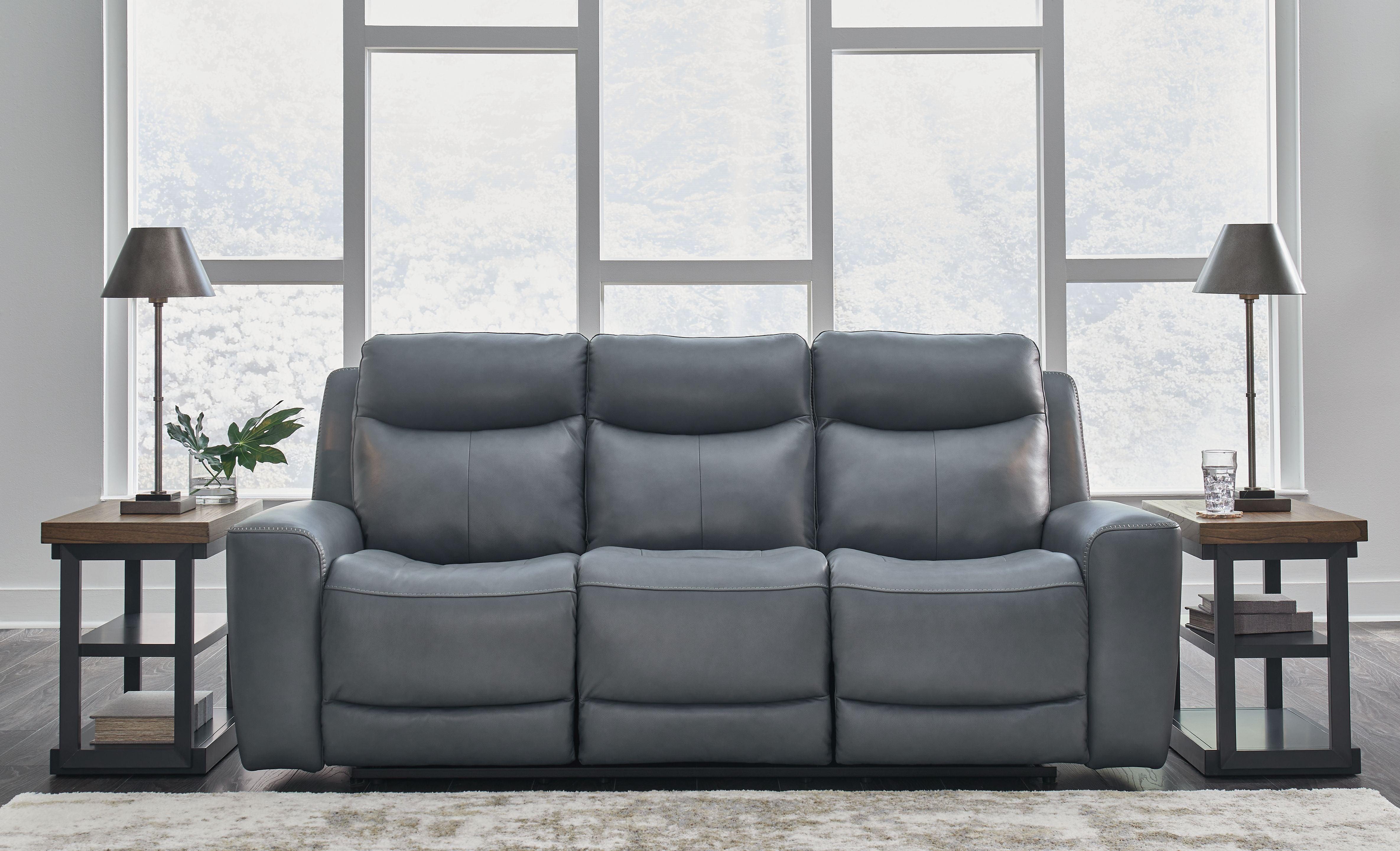 Signature Design by Ashley® - Mindanao - Steel - 2 Pc. - Power Reclining Sofa, Power Reclining Loveseat With Console - 5th Avenue Furniture