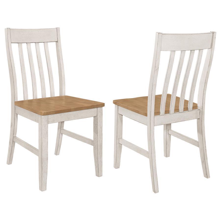 CoasterEssence - Kirby - Slat Back Side Chair (Set of 2) - Natural And Rustic Off White - 5th Avenue Furniture