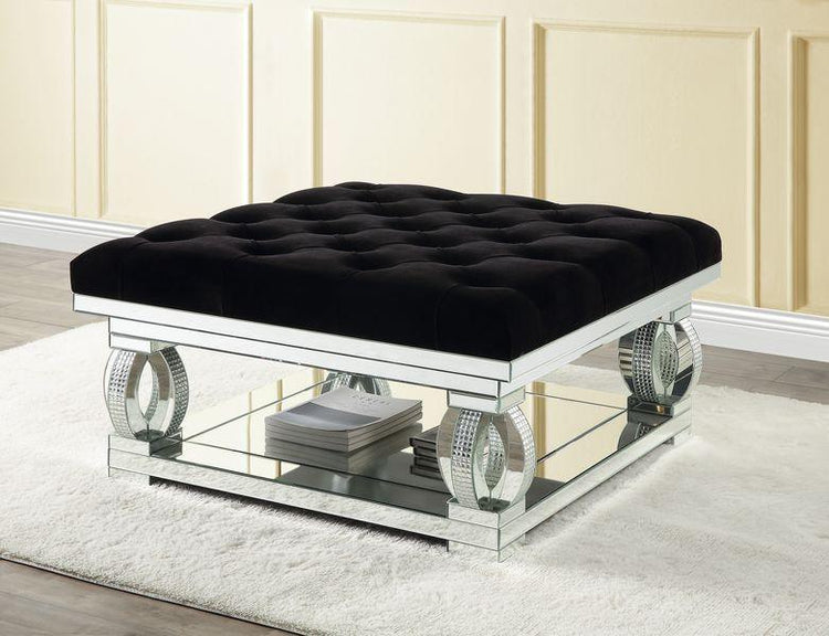 ACME - Lotus - Ottoman - Mirrored & Faux Diamonds - 5th Avenue Furniture