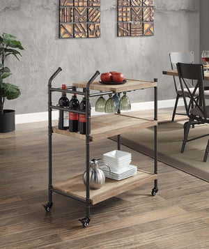 ACME - Brantley - Serving Cart - Oak & Sandy Black Finish - 5th Avenue Furniture