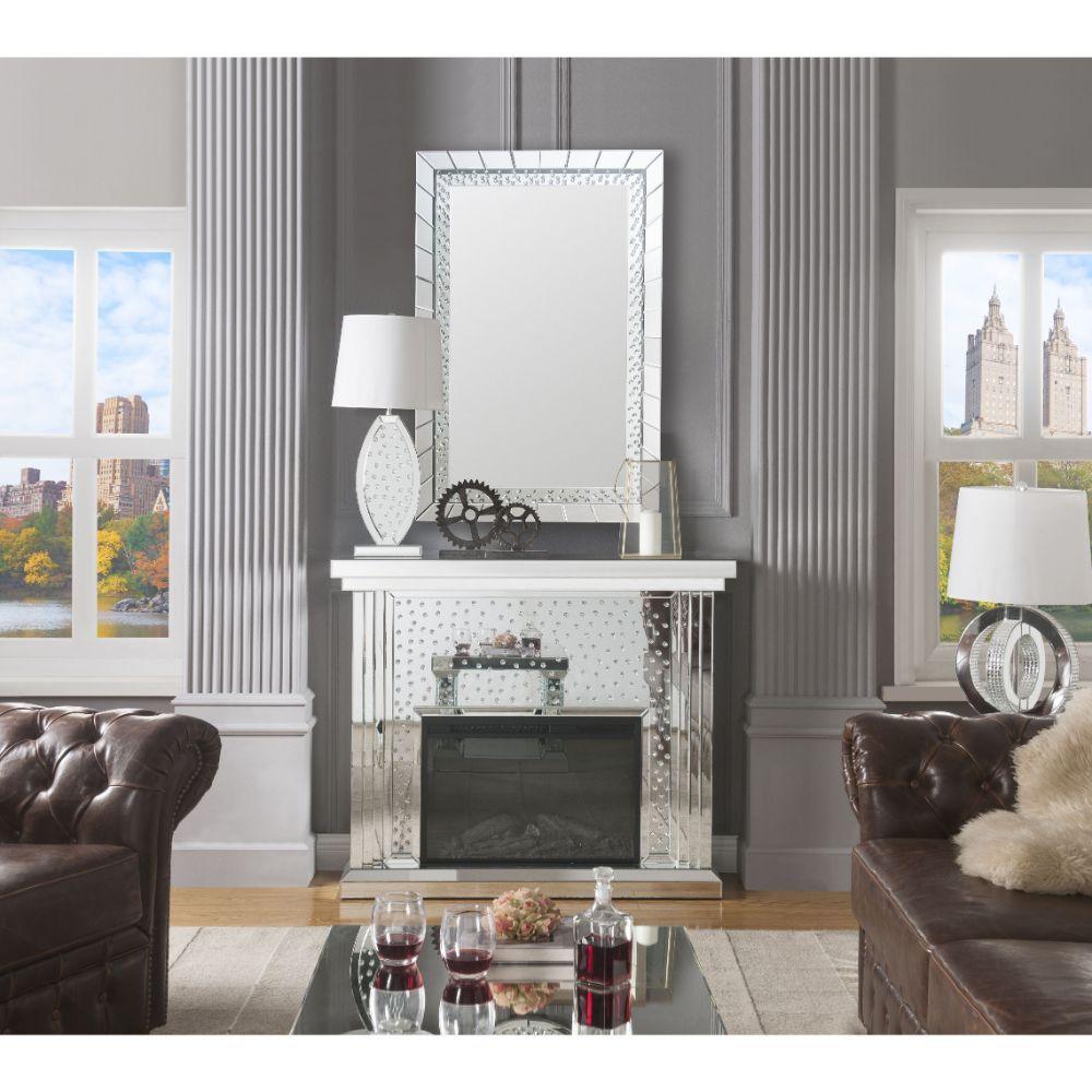 ACME - Nysa - Fireplace - Mirrored & Faux Crystals - 40" - 5th Avenue Furniture