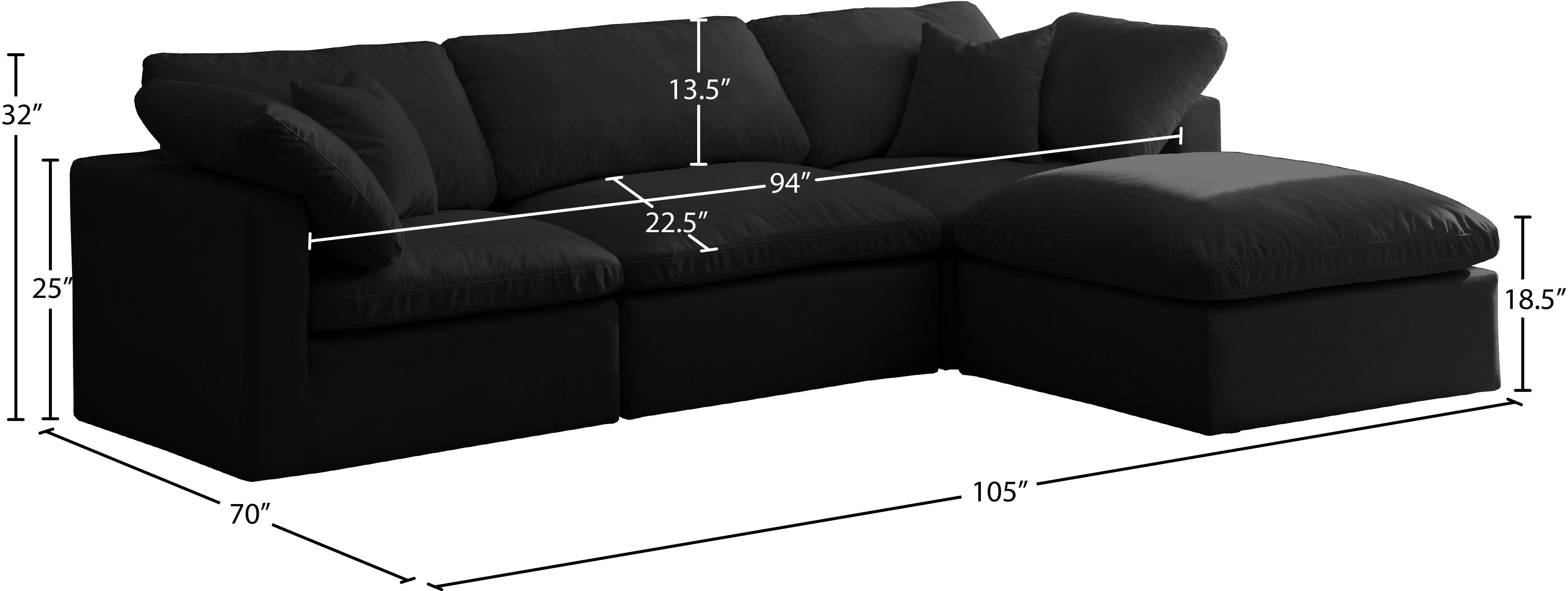 Meridian Furniture - Plush - Velvet Standard Comfort Modular Sectional - Black - 5th Avenue Furniture