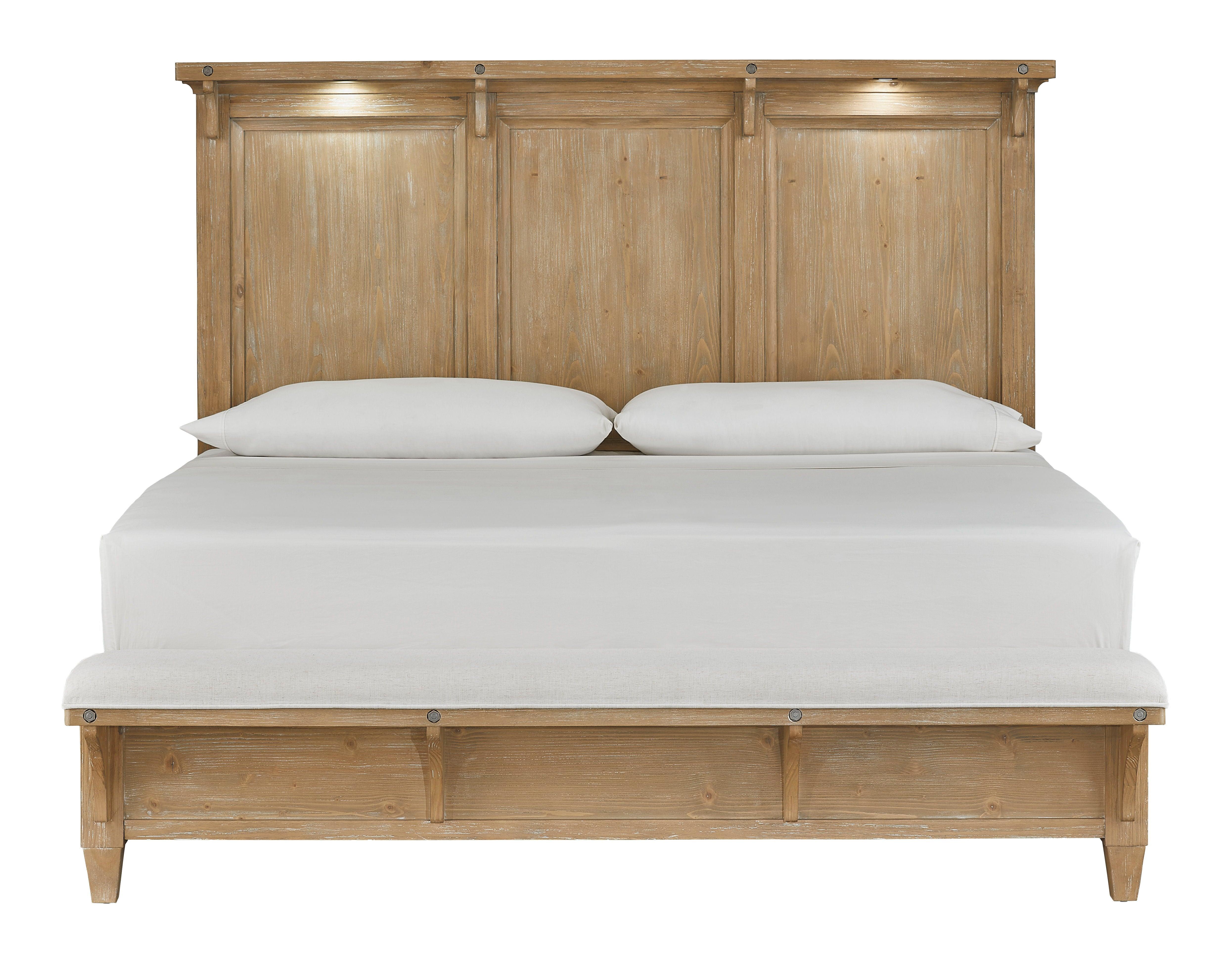 Magnussen Furniture - Lynnfield - Complete Lighted Panel Bed With Upholstered Footboard - 5th Avenue Furniture