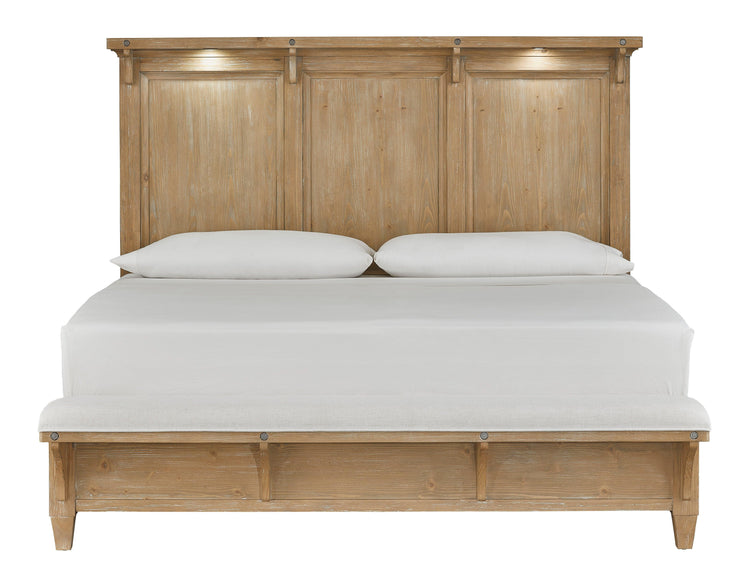 Magnussen Furniture - Lynnfield - Complete Lighted Panel Bed With Upholstered Footboard - 5th Avenue Furniture