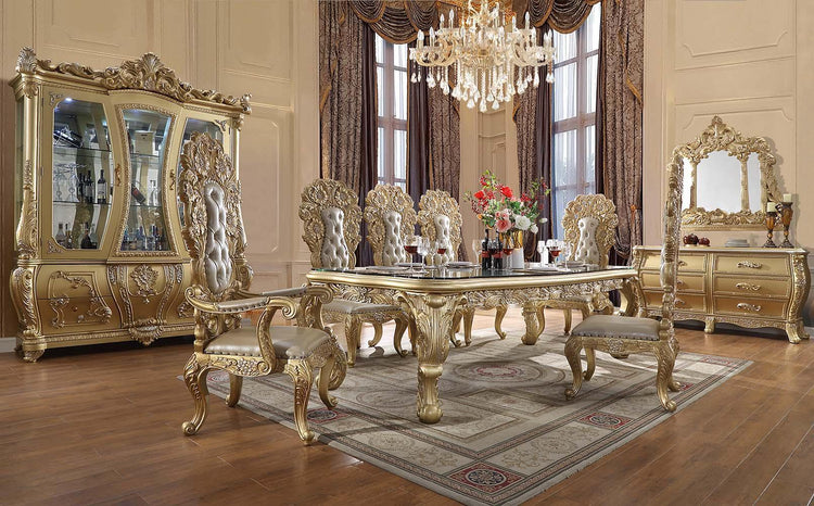 ACME - Cabriole - Dining Table - Gold Finish - 31" - 5th Avenue Furniture