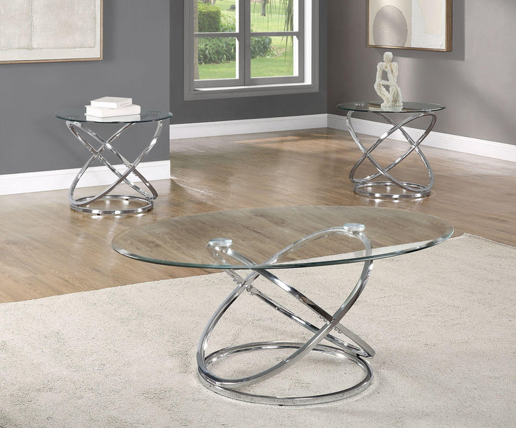 Crown Mark - Aura - 3 Piece Cocktail Set - Silver - 5th Avenue Furniture