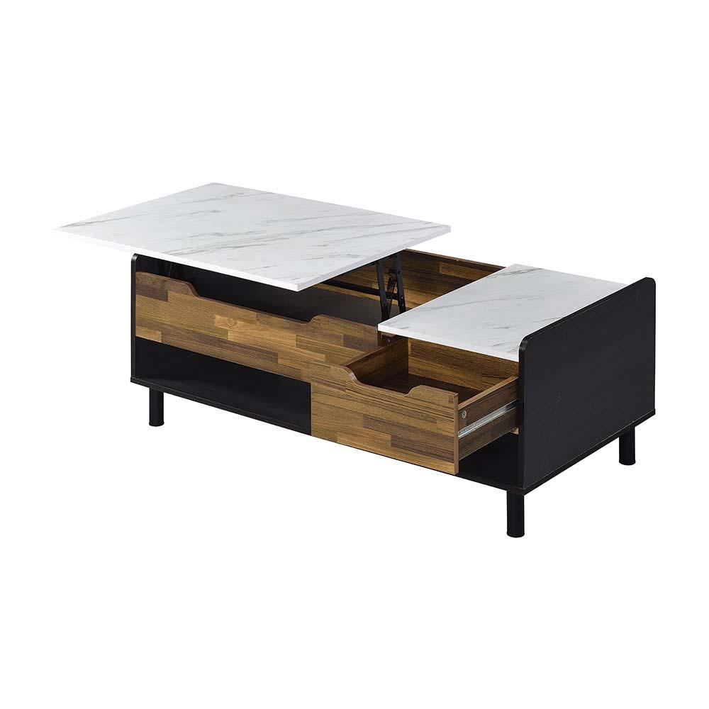 ACME - Axel - Coffee Table - Marble, Walnut & Black Finish - 5th Avenue Furniture